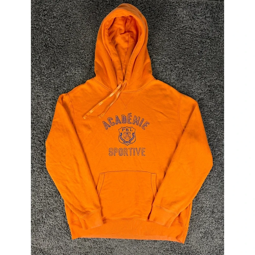 Polo Ralph Lauren Mens Academie Sportive Graphic Hoodie Orange Large Fleece